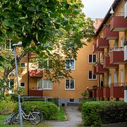 Hus i Hjorthagen i Stockholm. Genrebild.