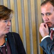 Arkivbild: Socialdemokraternas partisekreterare Carin Jämtin och partiledaren Stefan Löfven.