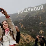 Turisterna Marcela och Junior Lucato i Los Angeles