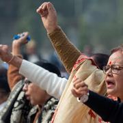 Demonstranter i Gauhati, Indien. 