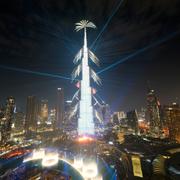 Fireworks explode at the Burj Khalifa, the world's tallest building, during the New Year's Eve celebration, in Dubai, United Arab Emirates, Monday, Jan. 1, 2024. (AP Photo/Kamran Jebreili)  XKJ109