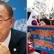 Ban Ki-moon under sin sista presskonferens som FN:s generalsekreterare/Protester i Sydkoreas huvudstad Seoul.