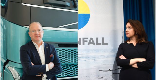 Volvokoncernens vd Martin Lundstedt och Vattenfalls vd Anna Borg. Adam Ihse/TT och Fredrik Sandberg/TT