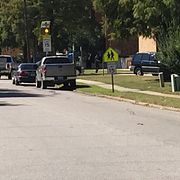 Polis står vakt i Cleveland, Mississippi