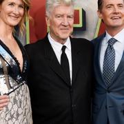 Laura Dern, David Lynch och Kyle MacLachlan vid premiären av Twin Peaks i våras.