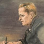 Teckning av Marius Borg Høiby i rättssalen.