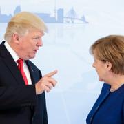 Trump och Tysklands Angela Merkel på torsdagskvällen.