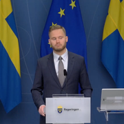 Justitieminister Gunnar Strömmer (M) och Sverigedemokraternas Henrik Vinge.