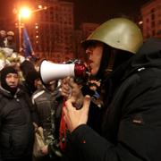 Andrij Parubij under demonstrationerna i Kyiv 2014. 