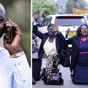 William Ruto och anhängare som firar beslutet.