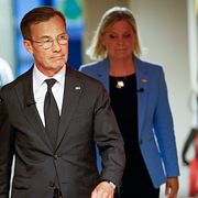 Statminister Ulf Kristersson (M) och socialdemokraternas partiledare Magdalena Andersson.