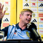Jon Dahl Tomasson under pressträffen.