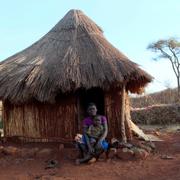 En arbetare på Robert Mugabes gård utanför Harare.