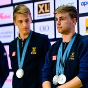  Silvermedaljörerna i bordtennis Anton Källberg och Truls Möregårdh. 