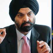 Ajay Banga, t.v. Elisabeth Svantesson, t.h. 