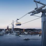 Skiss över hur linbanan i Göteborg skulle se ut. 