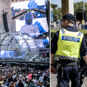 Salvatore Ganacci uppträder under musikfestivalen Summerburst på Ullevi/poliser under förra årets Summerburst.