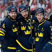 William Eklund (höger) i Tre Kronors match mot Tjeckien.