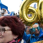 EU-vänliga demonstranter i Warszawa, Polen.