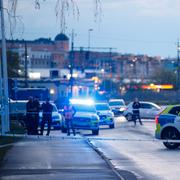 Polisinsatsen efter skjutningen i maj. 