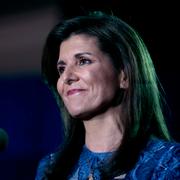 Nikki Haley på scenen i New Hampshire på onsdagsmorgonen.