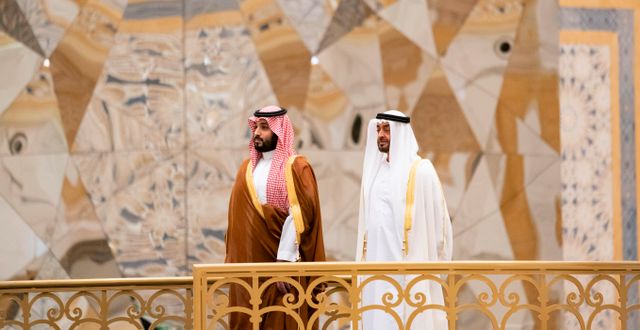 Förenade Arabemiratens shejk Mohammed bin Zayed al Nahyan (till höger) och Saudiarabiens kronprins Mohammed bin Salman (till vänster). Mohamed Al Hammadi / AP