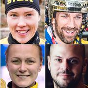 Landslagets förbundskapten Janne Andersson/Tove Alexandersson/Tre Kronors Joel Lundqvist/Johan Kristoffersson/Peder Fredricson/Sarah Sjöström/Stefan Olsson och Sofia Olofsson.