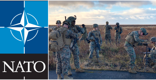 Amerikanska marinkårssoldater vid en Natoövning på Keflaviks flygbas på Island under 2018. Nato