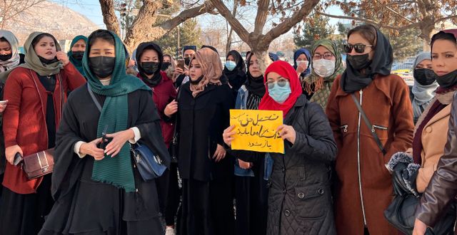 Arkivbild. Afghanska kvinnor protesterar i Kabul. AP