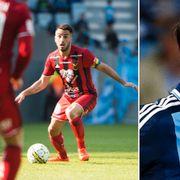 Östersunds Brwa Nouri/Prijovic i Djurgårdströjan.