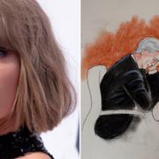 Taylor Swift/Radioprofilen David Mueller porträtterad under rättegången. 
