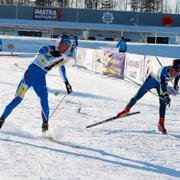 Arkivbild, 8 februari. Ulrik Nordberg, till höger, under mixedstafetten i skidorientering.