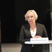 Helene Hellmark Knutsson, landshövding i Västerbottens län, när Skellefteå kommun och länsstyrelsen i Västerbotten håller presskonferens med anledning av att batteritillverkaren Northvolt varslar 1 600 personer.