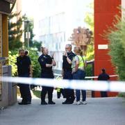 Polis på brottsplatsen. 