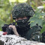 En soldat under en militärövning i nordöstra Taiwan.