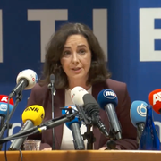 Femke Halsema på pressträffen.