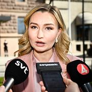 Kristdemokraternas partiledare Ebba Busch (KD) under en intervju den 1 april.