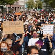 Demonstranter i Berlin på söndagen.