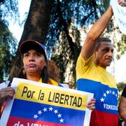 Exilvenezuelaner demonstrerar till stöd för González Urrutia i Madrid tidigare i september. 