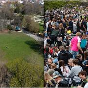 Stadsparken i Lund i år vs ett ”vanligt” år.