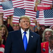 President Donald Trump vid Republikanernas event i natt.