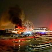 Bild från förra veckans attack mot konserthuset Crocus City Hall. 