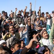 Demonstranter protesterar mot USA i Chaman i Pakistan, 5 januari. 