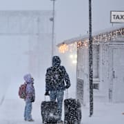 Tågstationen  i Åre när Stormen Johannes drog in över norra Sverige. 