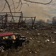 Förstörelse efter rysk attack mot Ukraina.