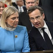 Statsminister Ulf Kristersson (M) och Socialdemokraternas partiledare Magdalena Andersson.