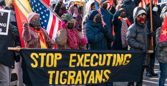 Tigrayaner i demonstration i USA. Alex Brandon / AP