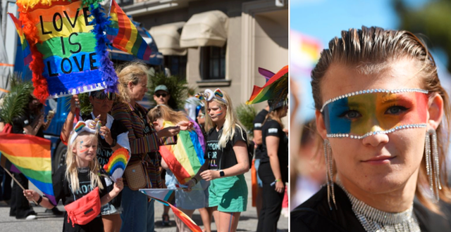 Bilder från Prideparaden i Stockholm.  TT