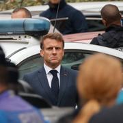 President Emmanuel Macron vid Gambettaskolan i Arras, Frankrike, 13 oktober 2023.