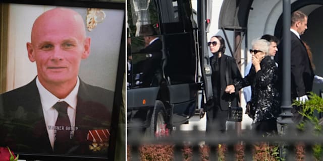 Fotografi av Dmitrij Utkin under begravningen/släktingar till Utkin. TT